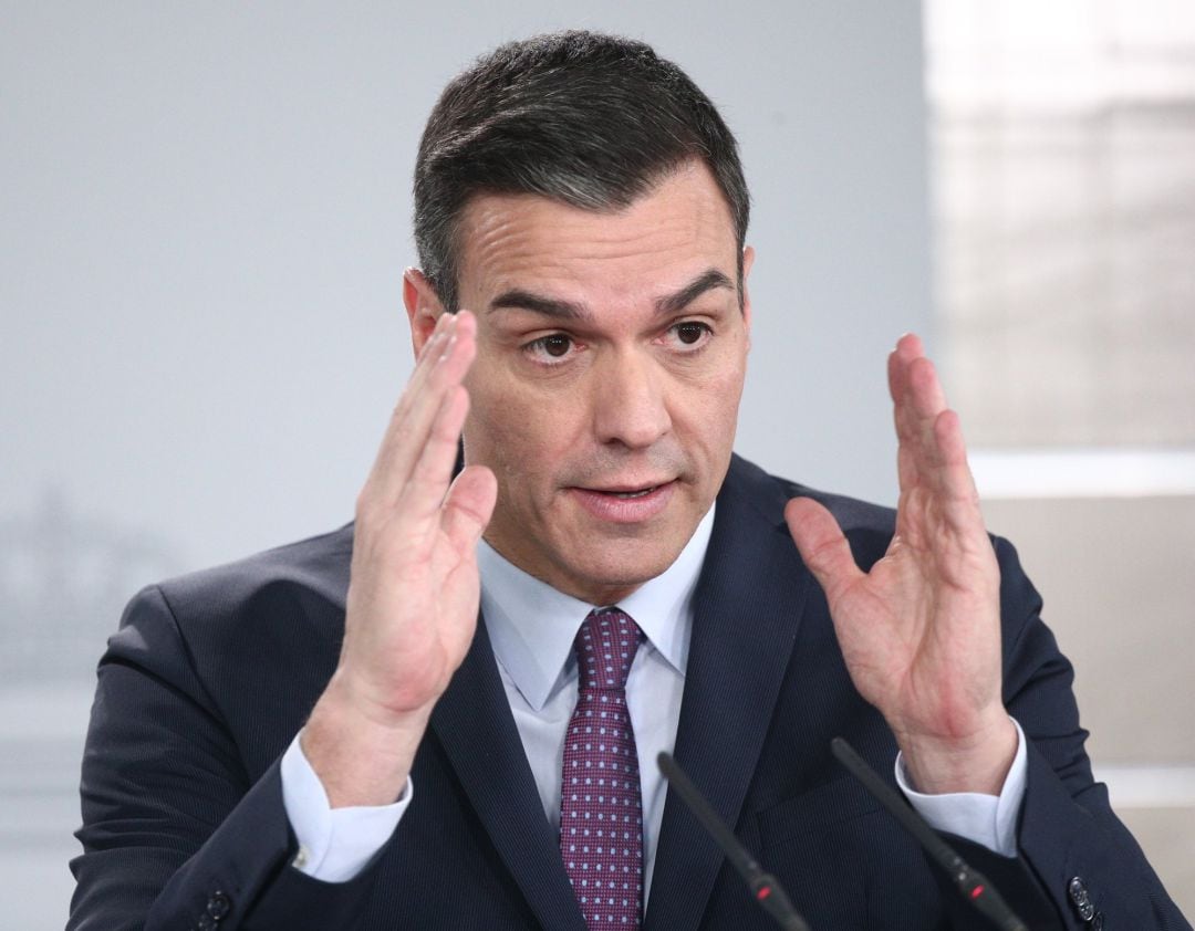 El presidente del Gobierno, Pedro Sánchez, en rueda de prensa tras la primera reunión del consejo de ministros  14 enero 2020, NUEVO GOBIERNO. 
 Eduardo Parra Europa Press
 