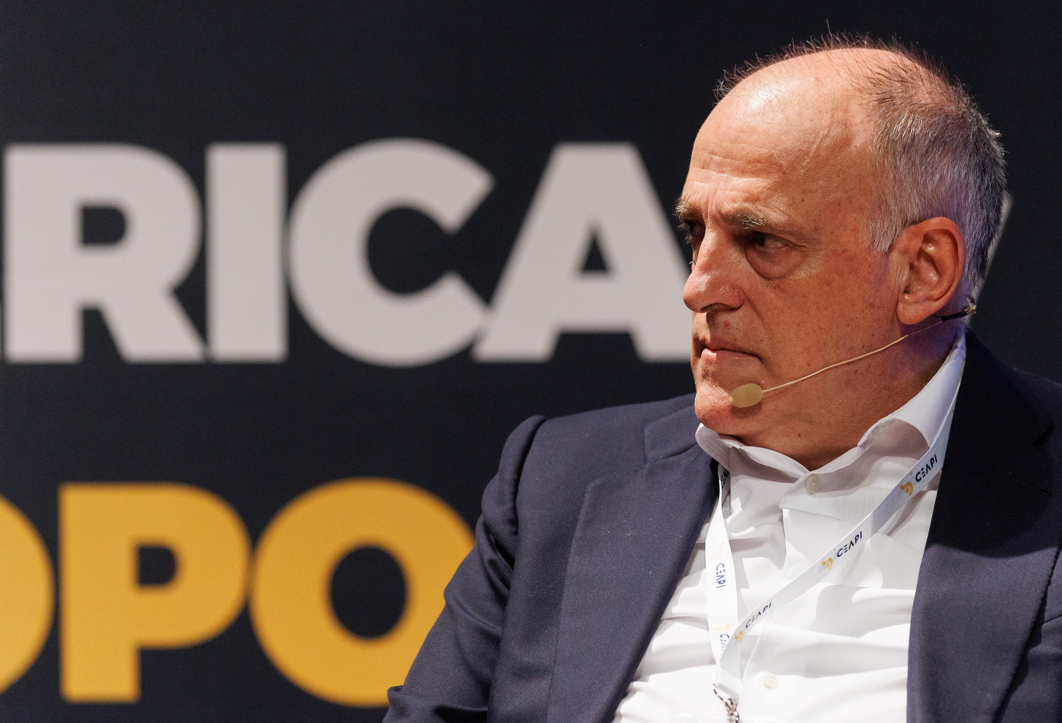 Javier Tebas, presidente de la Liga, en un acto promocional.