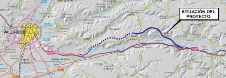 Mapa del trazado desde Tudela hasta Quintanilla de Arriba