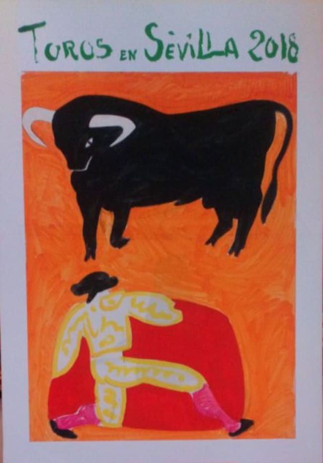 Cartel de la temporada taurina 2018 en Sevilla, obra del francés Claude Viallat