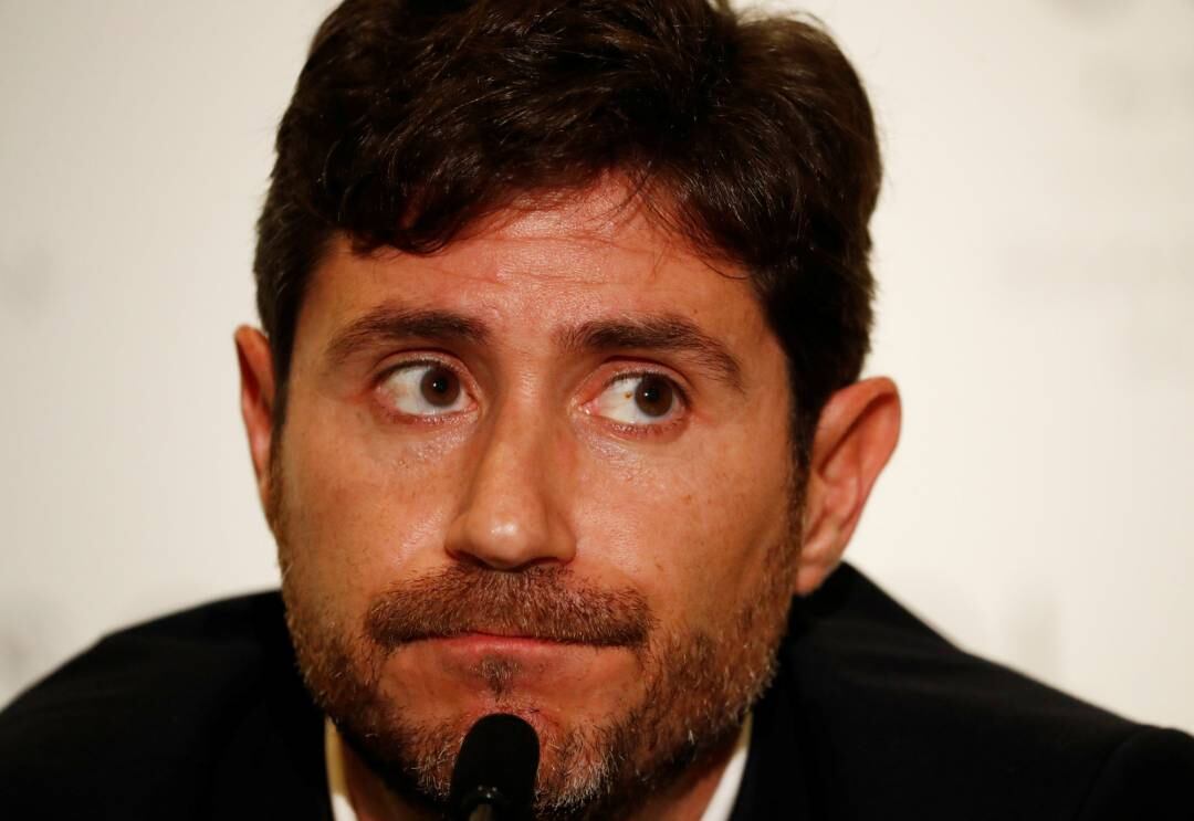 Víctor Sánchez del Amo, en la rueda de prensa en la que explicó cómo fue despedido del Málaga tras la difusión en las redes de su vídeo íntimo.