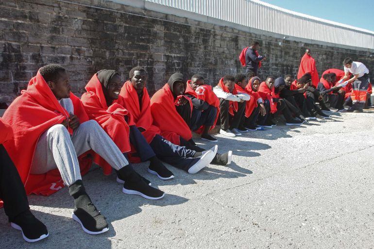 Inmigrantes rescatados, esta semana, en Tarifa