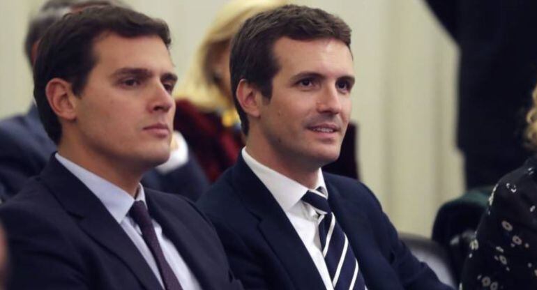 Albert Rivera, presidente de Ciudadanos, y Pablo Casado, presidente del PP