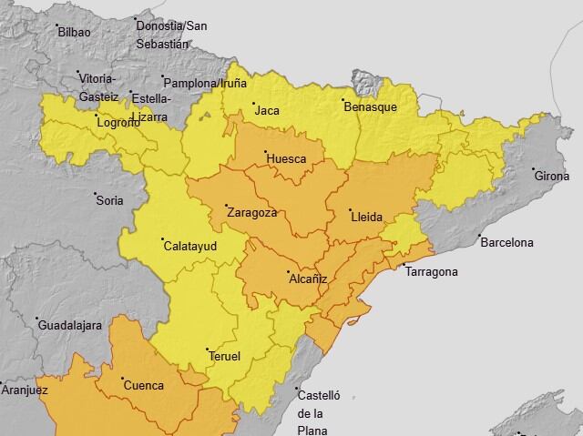 Avisos por tormentas este domingo en Aragón