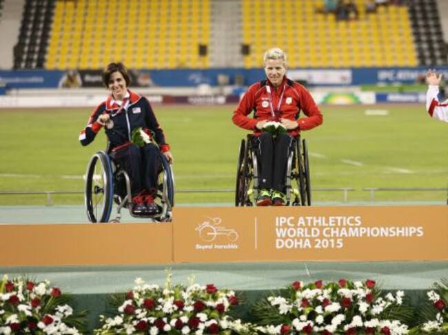 Marieke Vervoort en lo más alto de pódium.