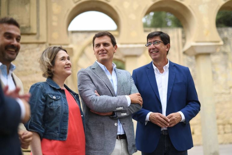 Albert Rivera, junto a Juan Marín y la diputada, Marta Rivera, y el diputado por Córdoba, Marcial Gómez.