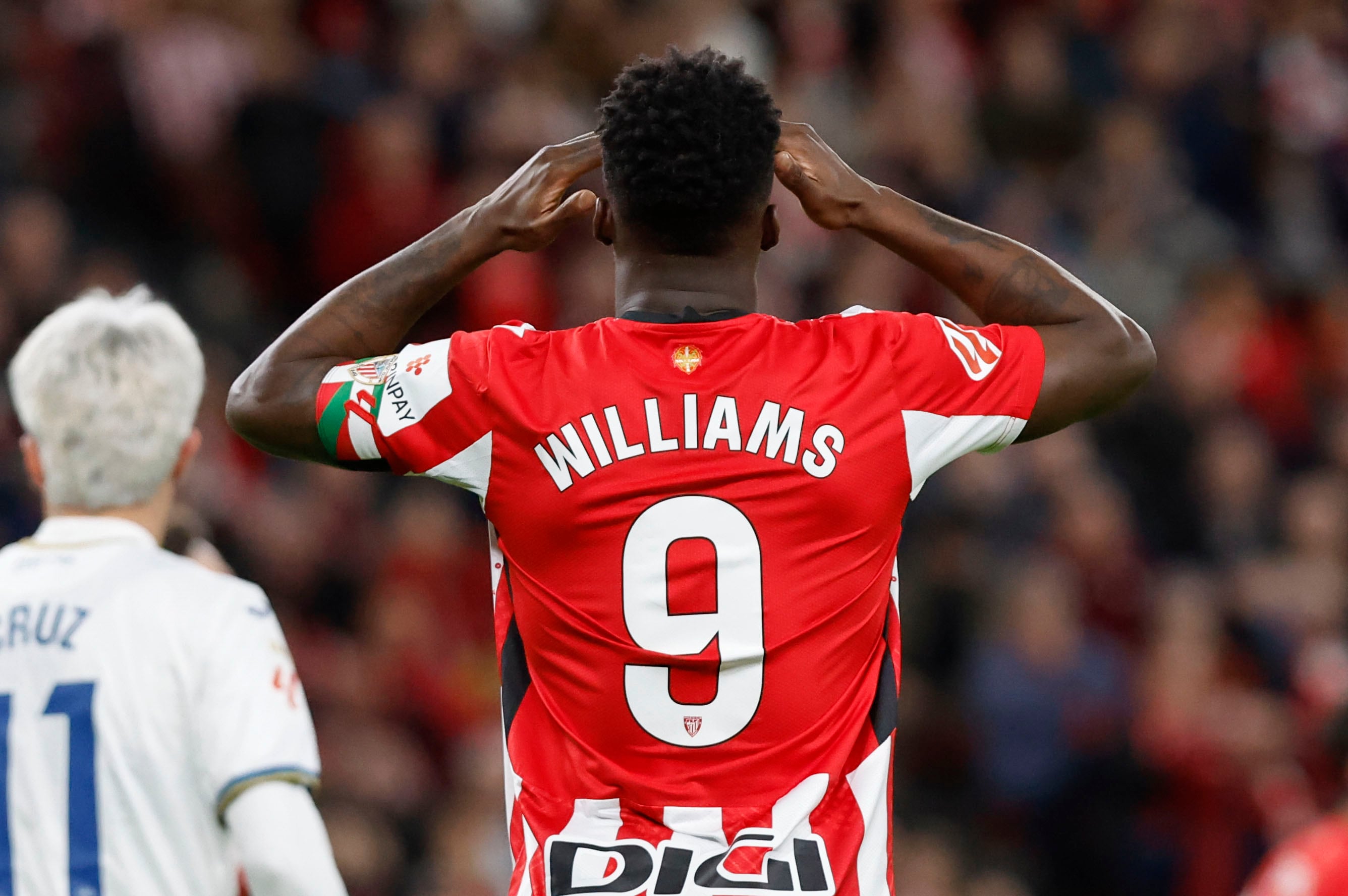 El delantero del Athletic Club Iñaki Williams durante el partido de la jornada 21 de LaLiga entre el Athletic Club y el Leganés, este domingo en el estadio de San Mamés en Bilbao