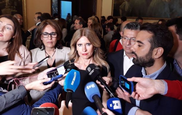 Eva Montesinos atiende a los medios junto a José Muñoz, este jueves