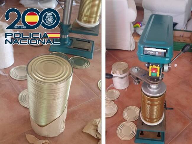 Las latas incautadas por la Policía Nacional en Alhaurín de la Torre (Málaga)