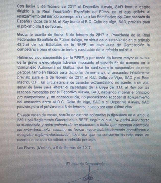 Comunicado de la RFEF