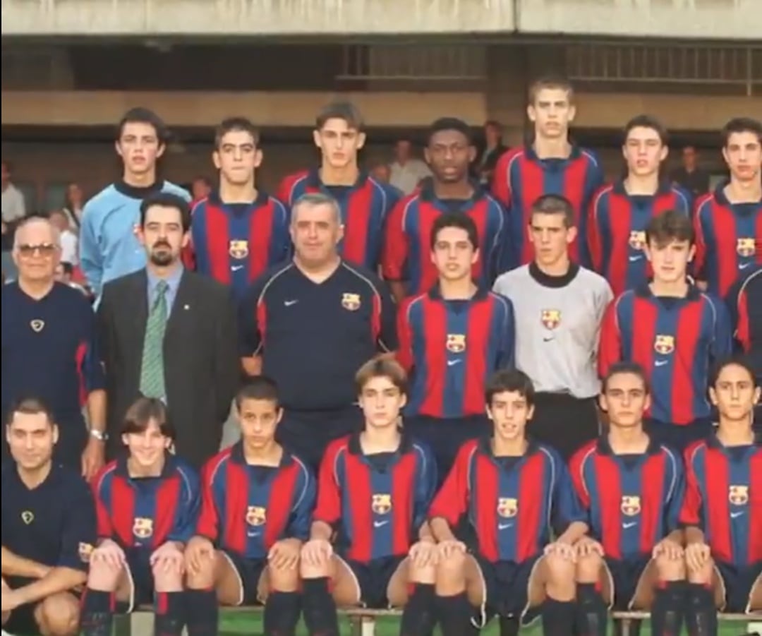 Messi con la plantilla del Barcelona