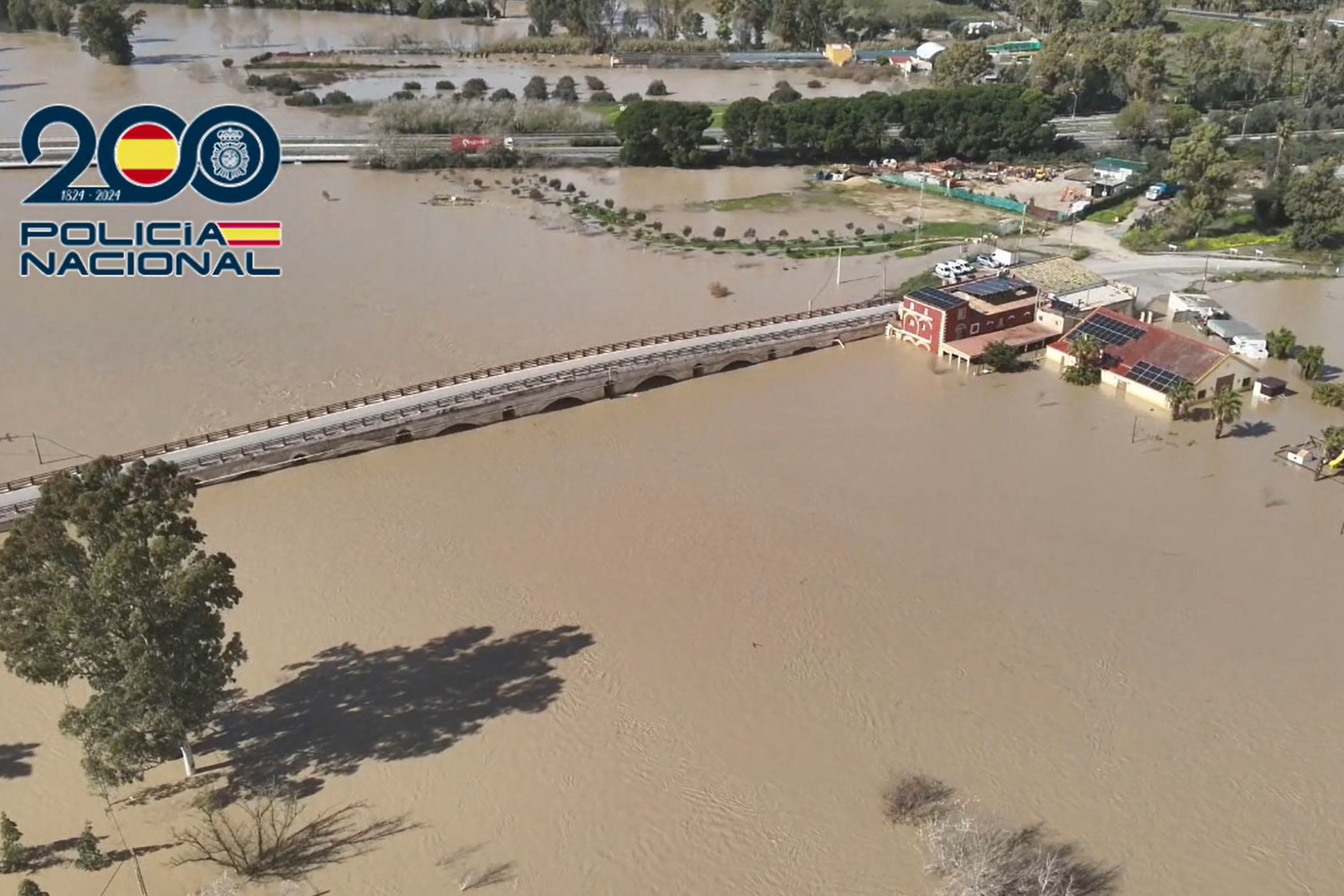 Vista aérea de una zona inundada en Jerez de la Frontera