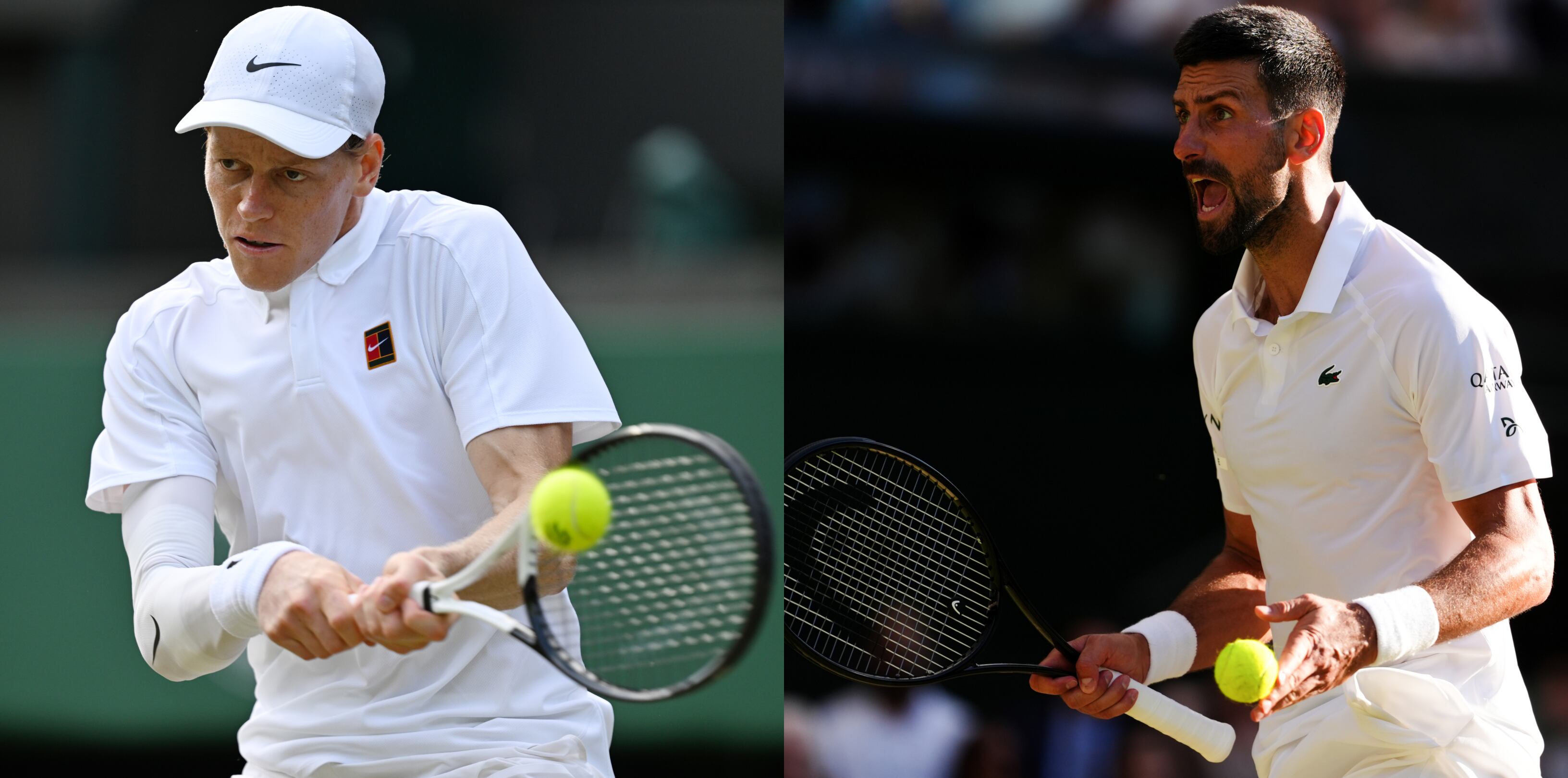 Jannik Sinner y Novak Djokovic, juntos en un montaje durante sus partidos en Wimbledon