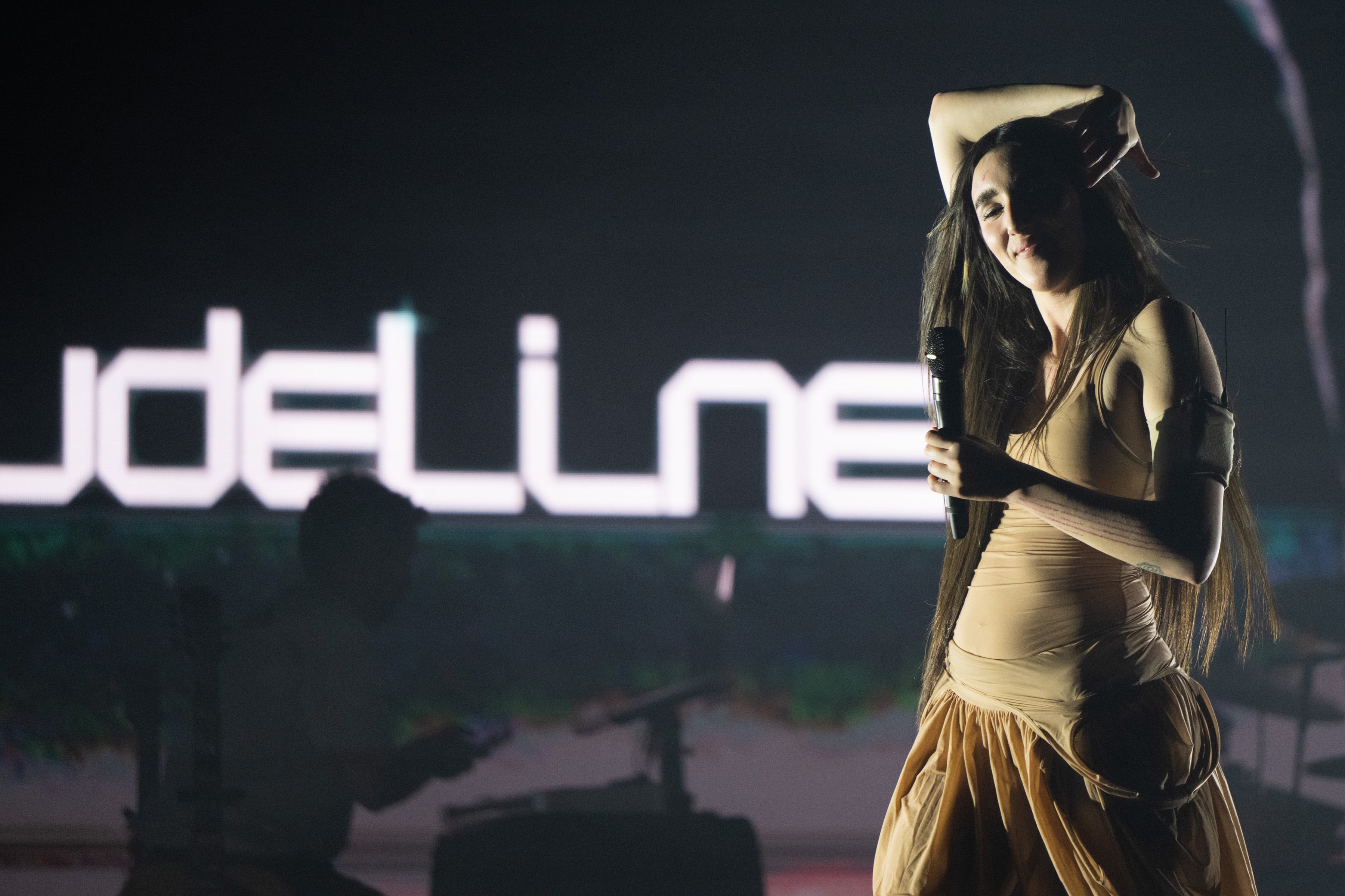 Singer Judeline performs onstage during weekend 2, day 2 of the Coachella Valley Music and Arts Festival on April 19, 2025 in Indio, California.