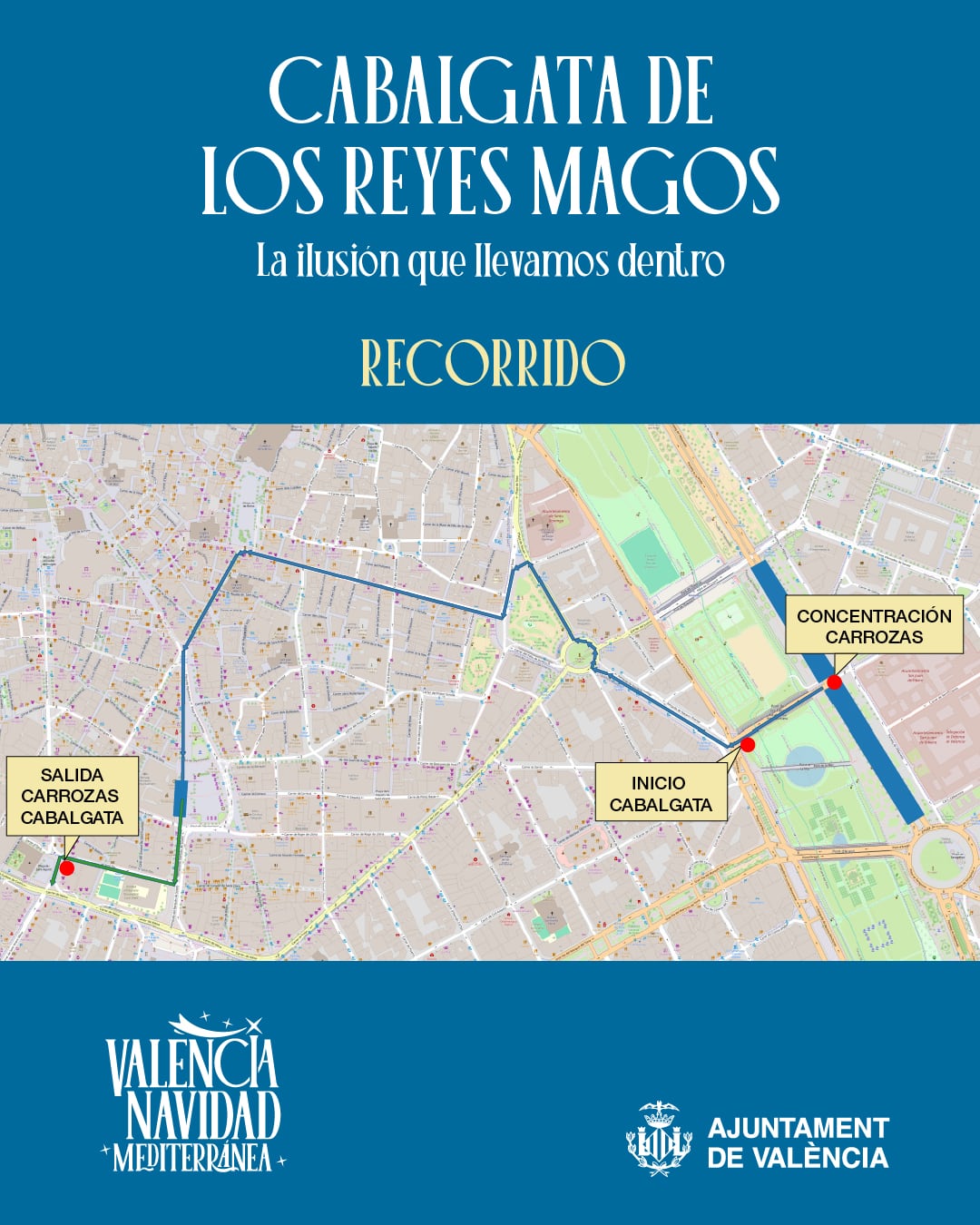 Recorrido de la Cabalgata de los Reyes Magos València
