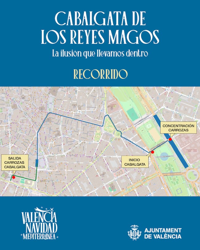 Recorrido de la Cabalgata de los Reyes Magos València