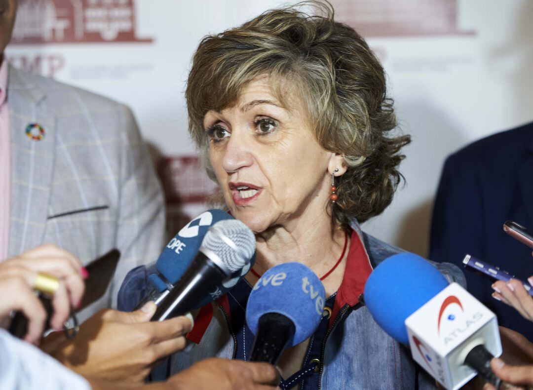 La ministra de Sanidad, Consumo y Binestar Social en funciones, María Luisa Carcedo, atiende a los medios de comunicación en una imagen de archivo