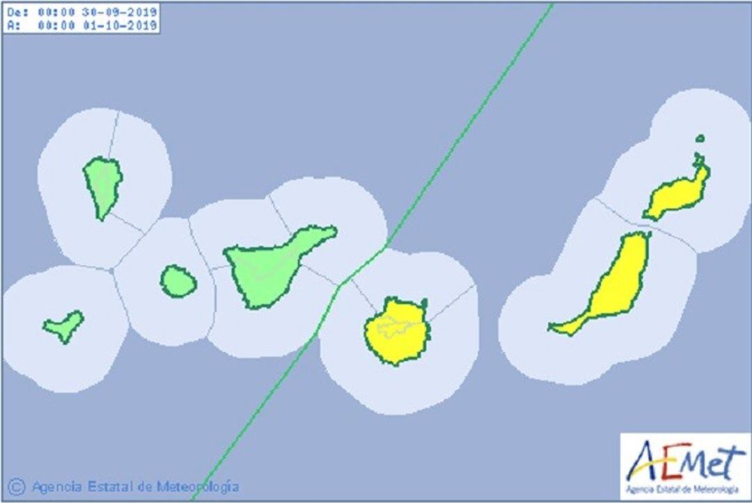 Mapa metereológico de Canarias para este lunes 30 de septiembre.