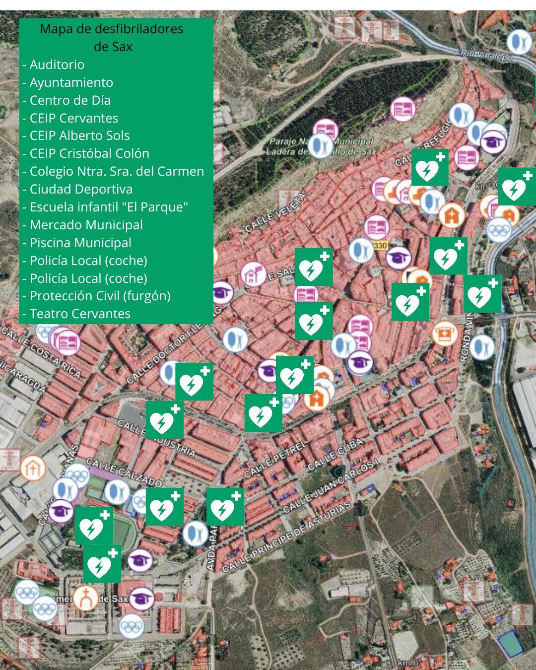 Ubicación de los desfibriladores