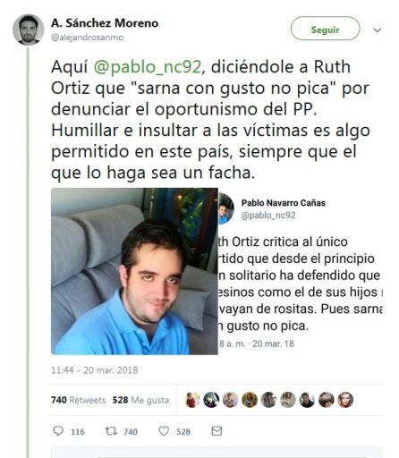 Tweet comentado por un miembro del PSOE