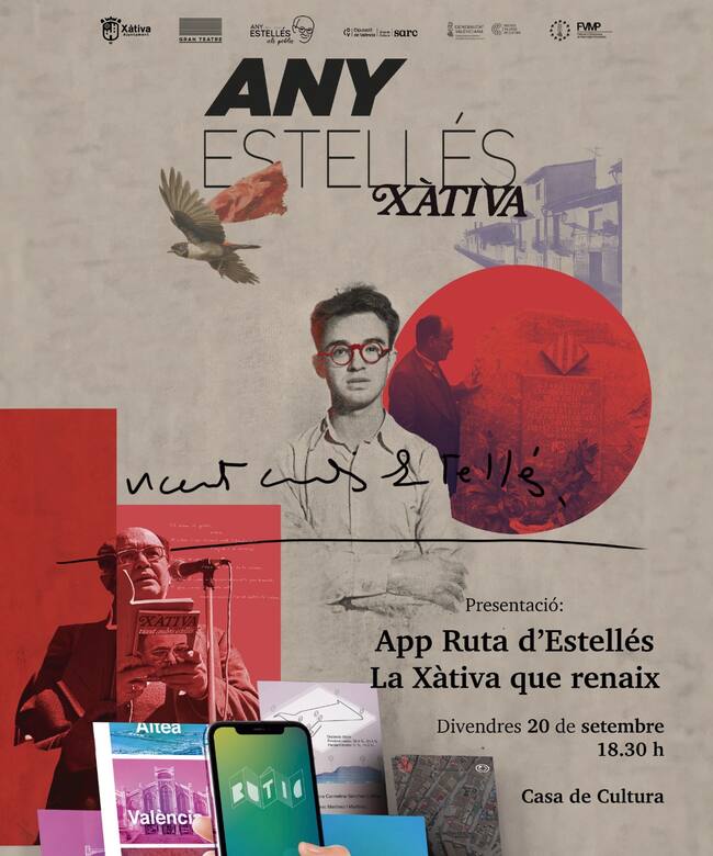 Cartel de la APP literaria dedicada a Vicent Andrés Estellés