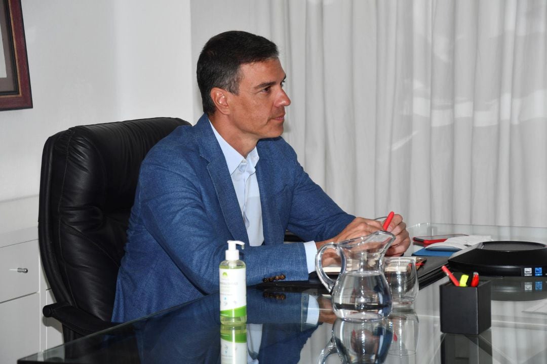 El presidente del Gobierno, Pedro Sánchez, durante la reunión de seguimiento del dispositivo de repatriación del contingente español en Afganistán