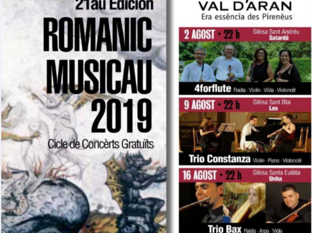 Flauta, arpa i viola en una actuació del cicle Romanic Musicau a l&#039;església d&#039;Unha.