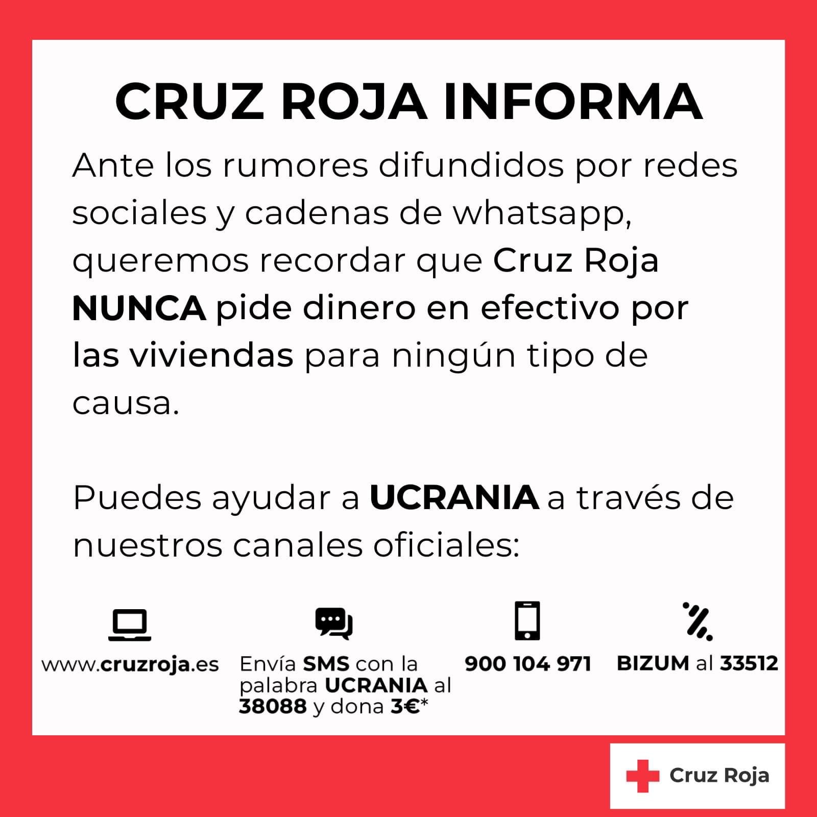 Comunicado difundido por Cruz Roja