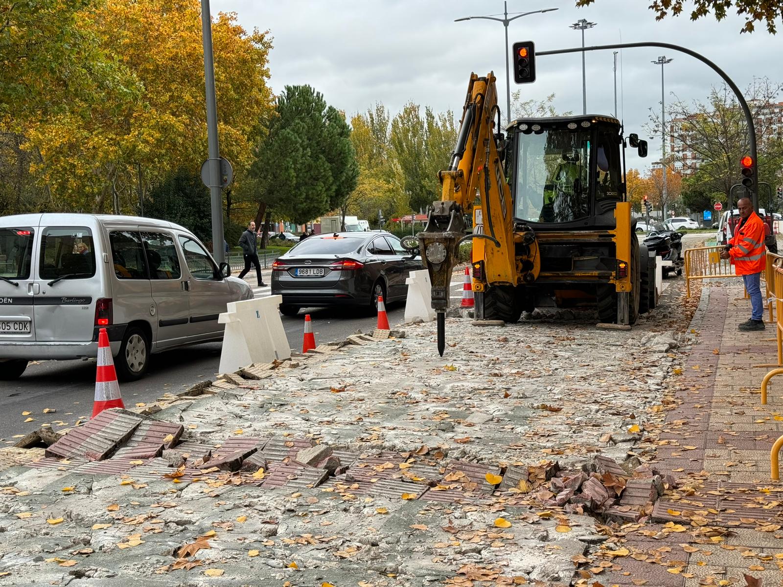 El Ayuntamiento de Valladolid inicia la supresión de los carril bus-taxi y la modificación de carril bici de la avenida de Gijón. El alcalde, Jesús Julio Carnero, junto al concejal Alberto Gutiérrez Alberca, visitan las obras