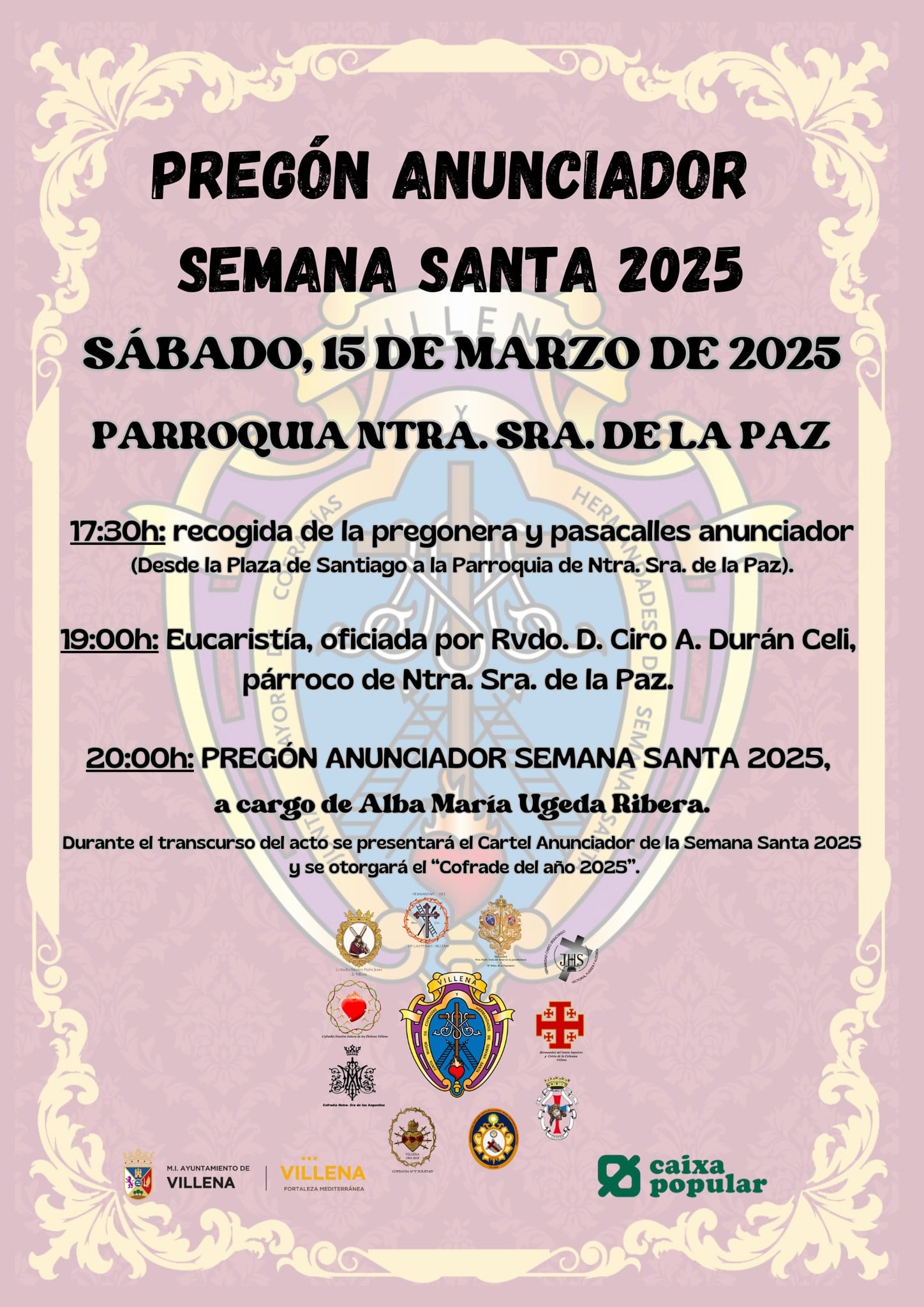 Cartel de los actos del sábado