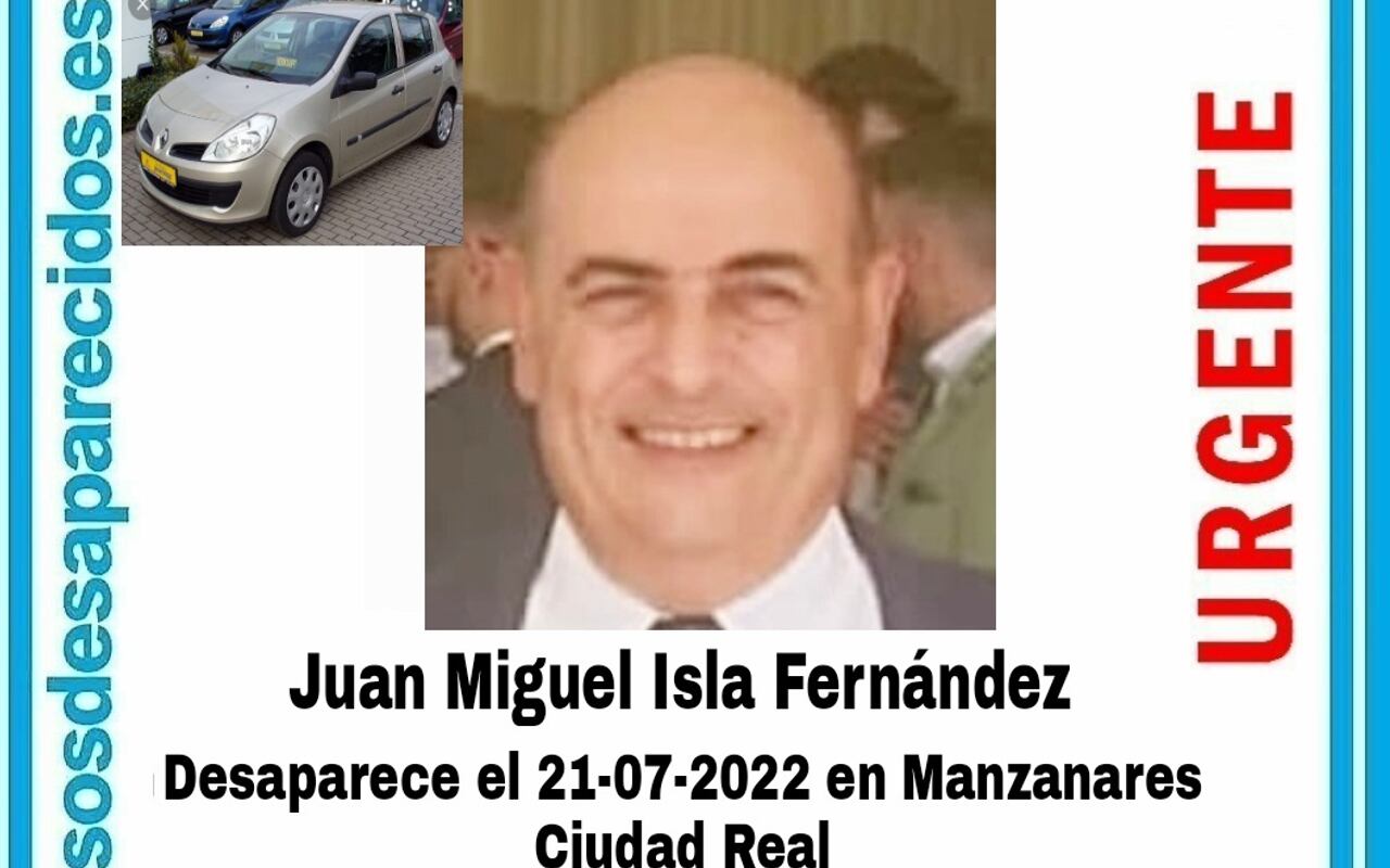 Imagen del cartel de la desaparición de Juan Miguel Isla Fernández, emitido el pasado mes de julio de 2022