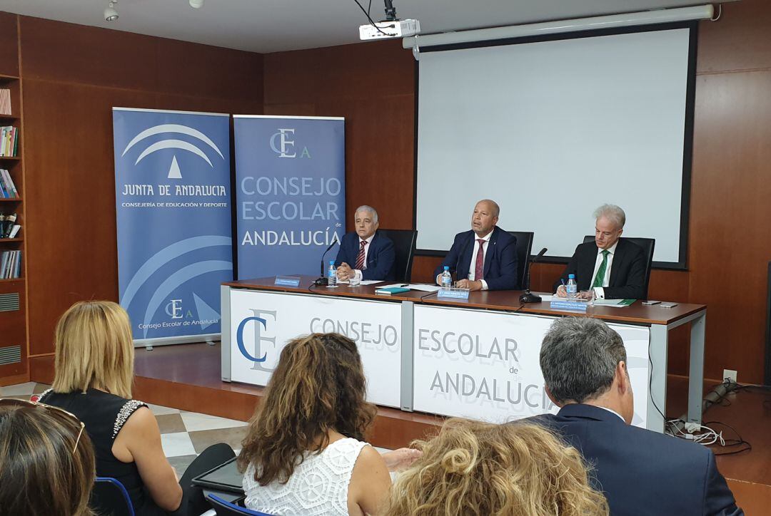 El consejero de Educación de la Junta, Javier Imbroda, ha presidido en Granada el pleno del Consejo Escolar de Andalucía con motivo del inicio del curso