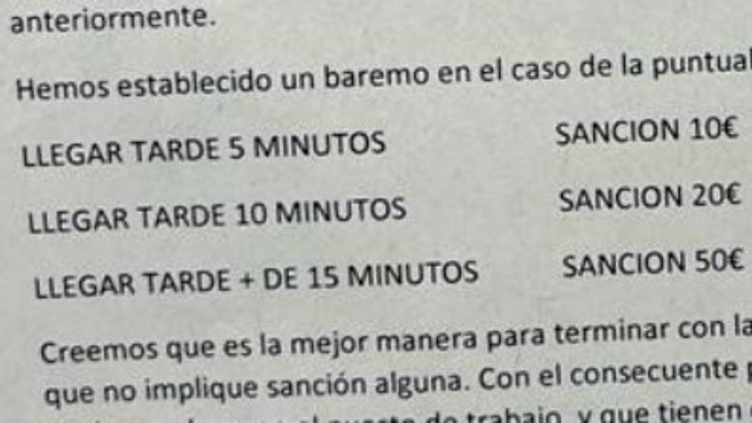 La circular interna sobre propinas de un restaurante con estrella Michelin difundida por la cuenta de Twitter &#039;Soy Camarero&#039;.