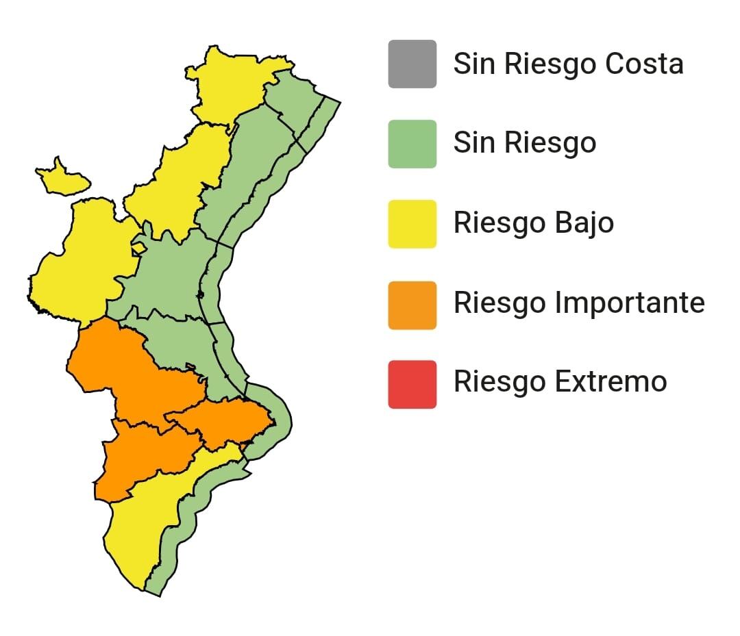 Avisos para este martes. Fuente: GVA 112 CV