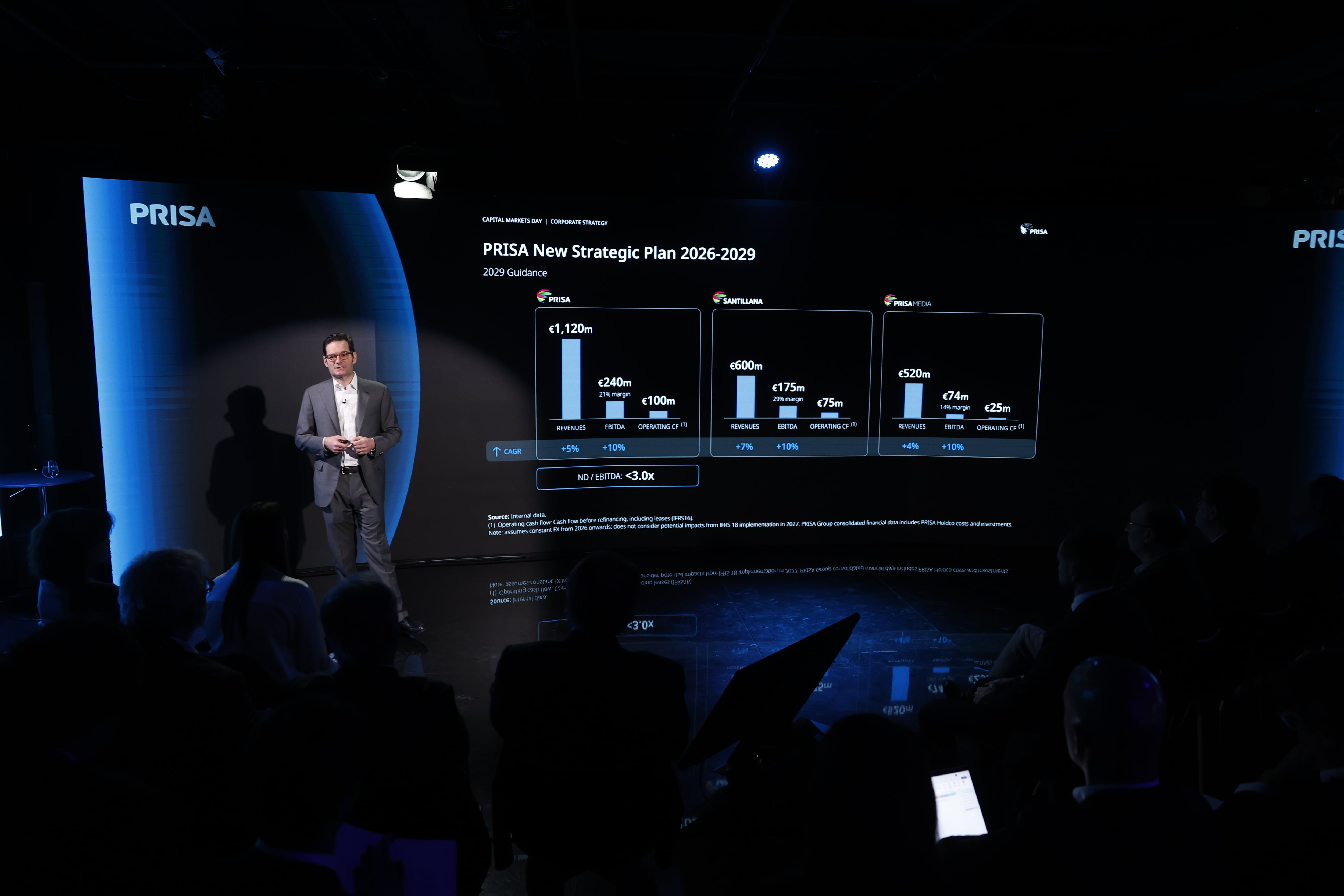 El presidente de Prisa, Joseph Oughourlian, durante la presentación. Foto de Samuel Sánchez