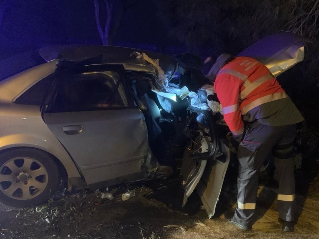 Un coche colisiona contra un árbol en Villafranca en la madrugada del domingo.