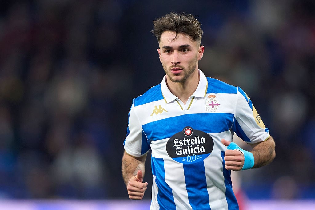 LA CORUNA, SPAIN - MARCH 08: Adria Altimira of RC Deportivo de La Coruna looks on during the LaLiga Hypermotion match between RC Deportivo La Coruna and Granada CF at Abanca-Riazor on March 08, 2026 in La Coruna, Spain. (Photo by Jose Manuel Alvarez Rey/Getty Images)