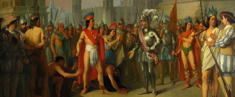 Apresamiento del último emperador de México por las tropas de Hernán Cortés, en el Museo del Prado.