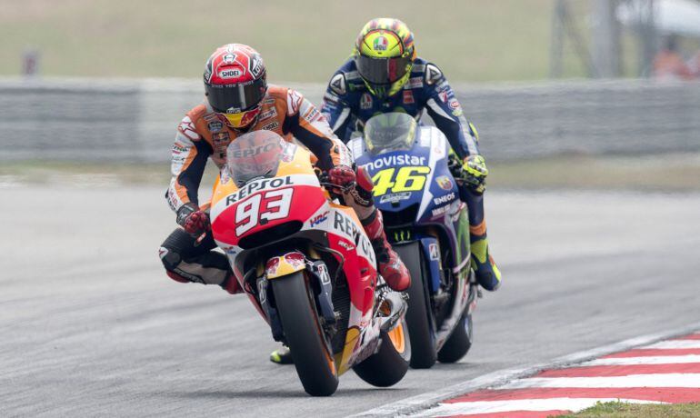 Rossi y Márquez, en el circuito de Sepang