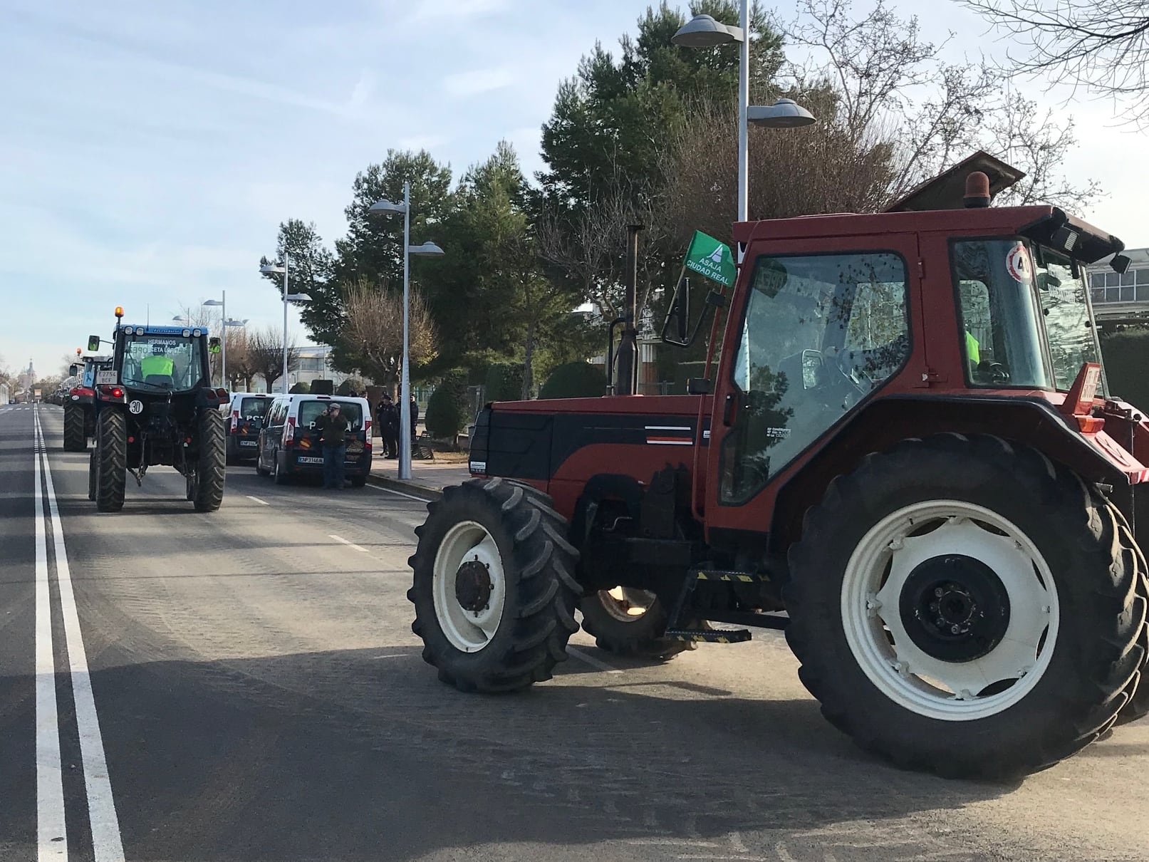 Imagen de archivo de una de las movilizaciones de los agricultores en la localidad de Valdepeñas (Ciudad Real)