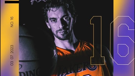 Imagen utilizada por Los Angeles Lakers para anunciar que colgarán la camiseta de Pau Gasol.