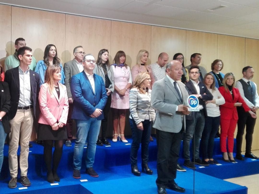 el presidente del PP en Zamora, Jose María Barrios, durante la presentación de lista al Ayuntamiento de Zamora