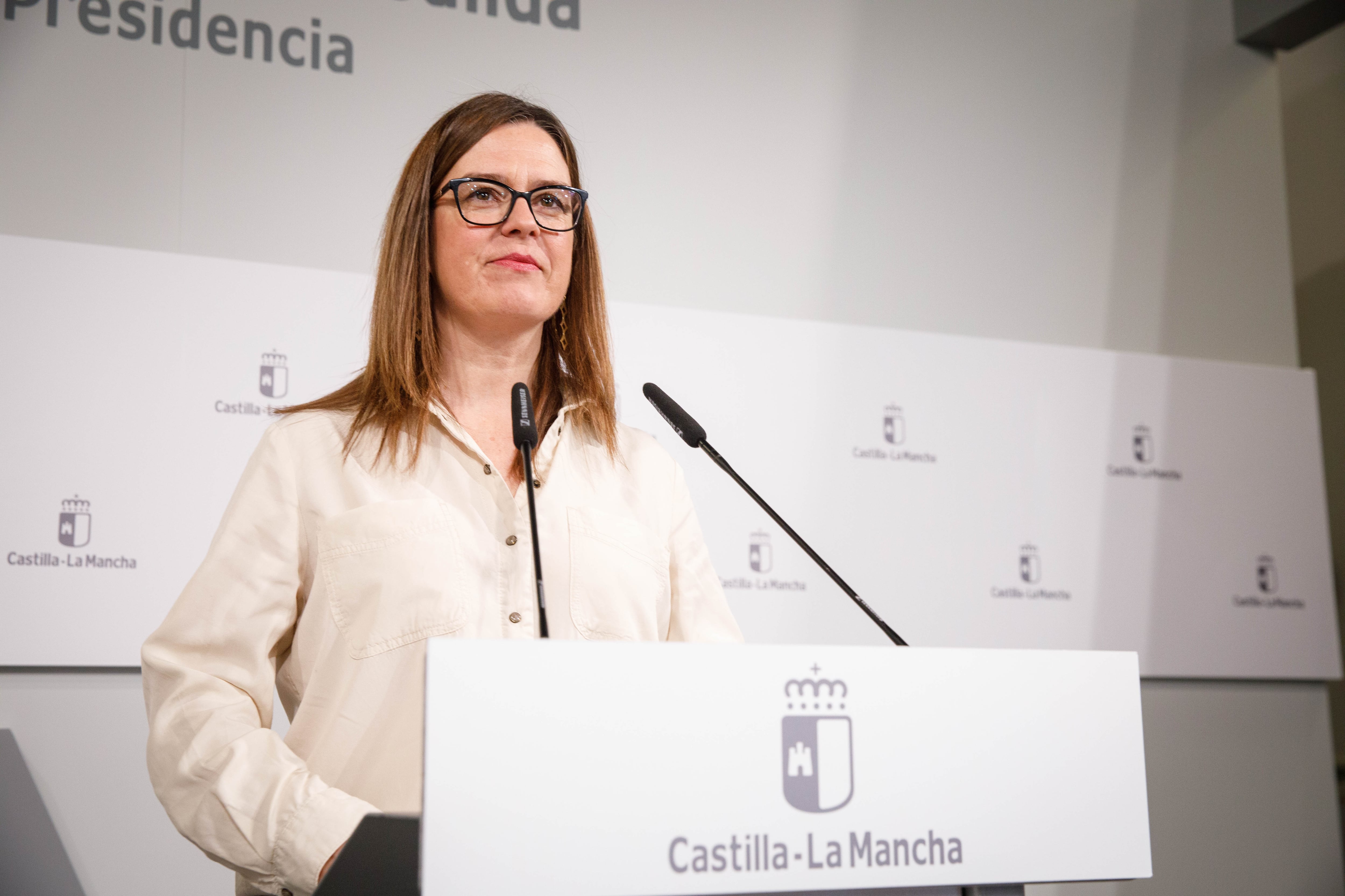 Esther Padilla, portavoz del Gobierno de Castilla-La Mancha, en rueda de prensa