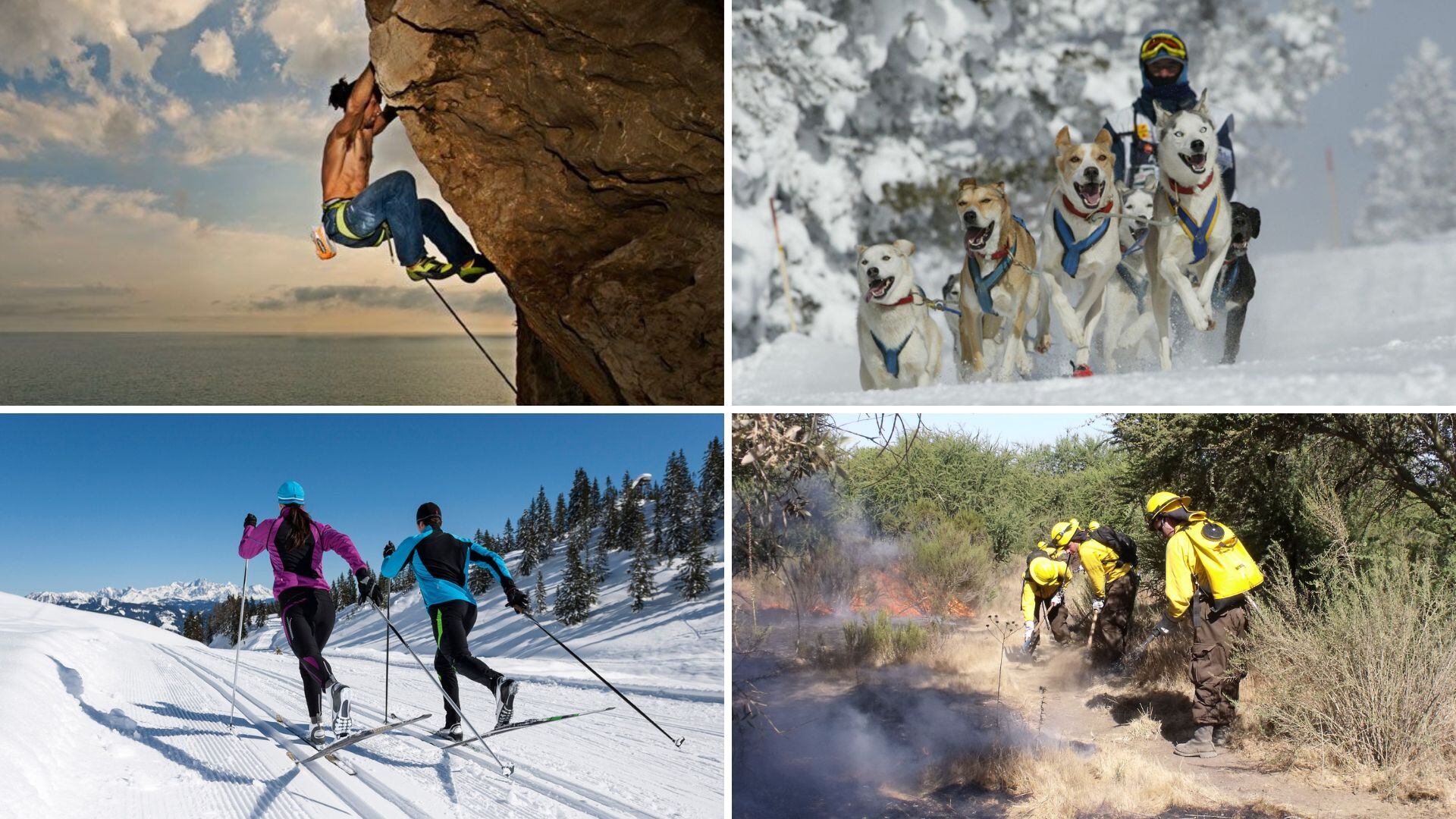 La escalda en acantilados, el mushing, la marcha nórdica sobre nieve y los incendios forestales serán protagonistas