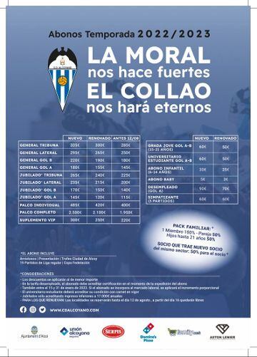 Precios abonos CD Alcoyano temporada 22/23