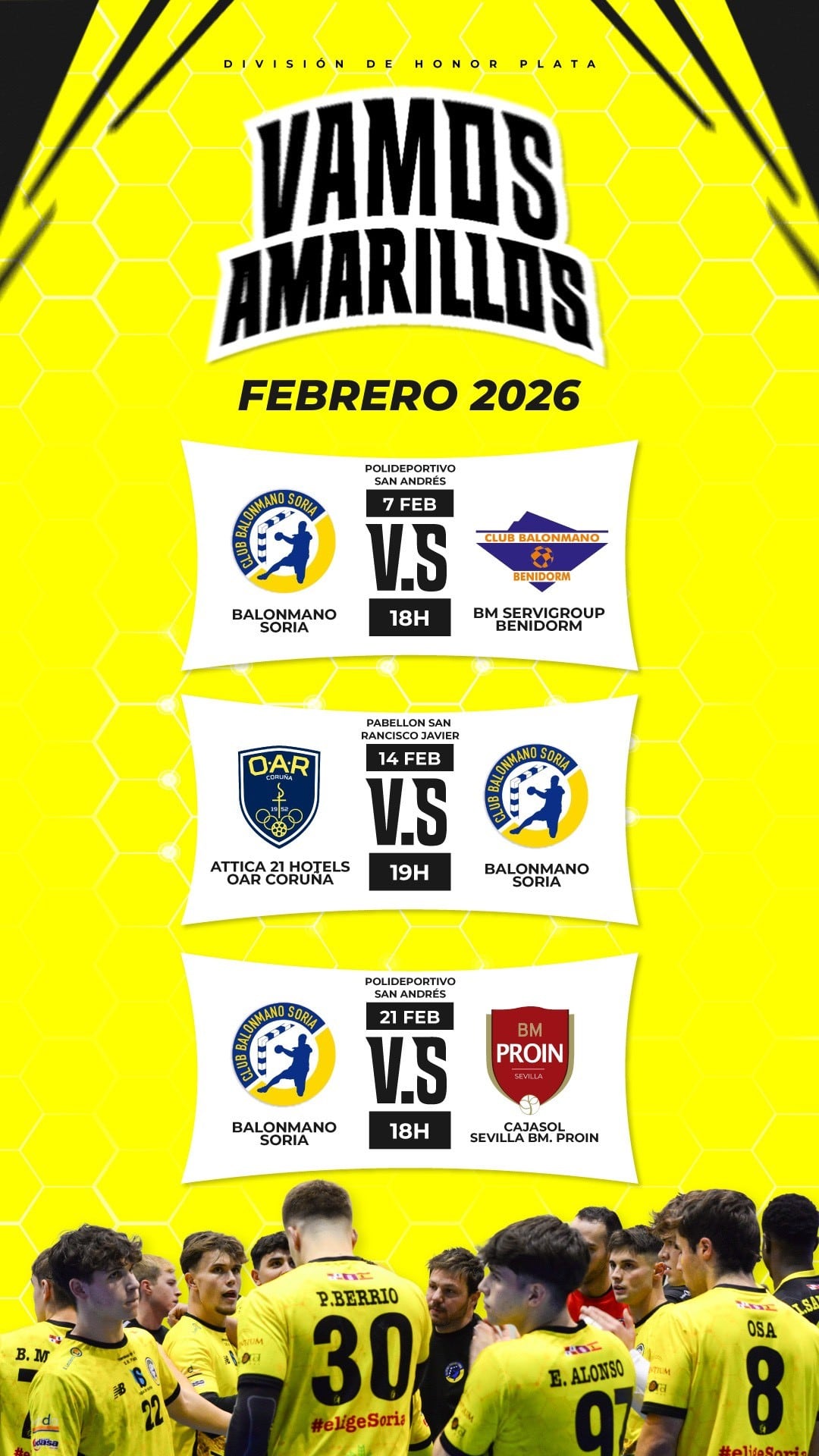 Calendario del BM Soria en febrero.