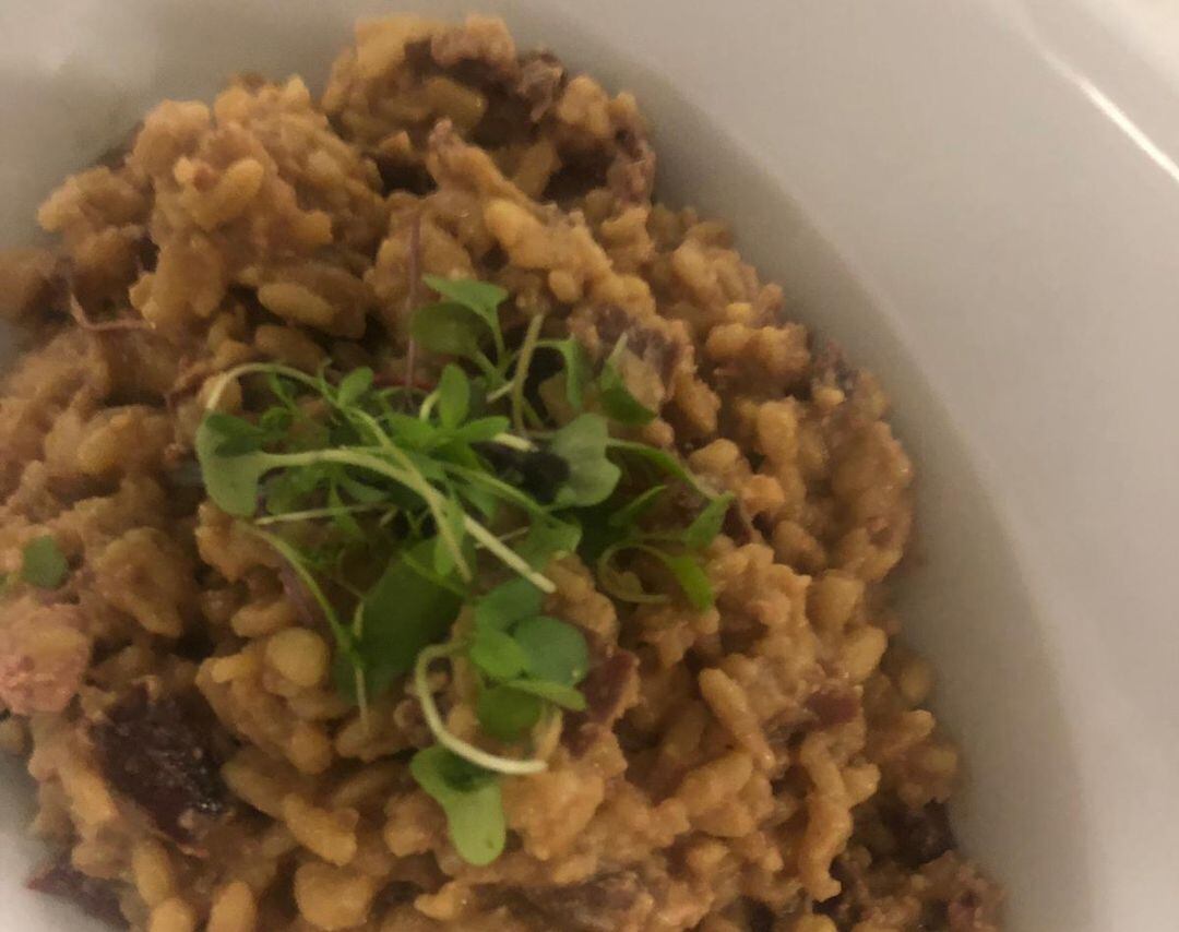 Risotto de foie y cecina de vaca