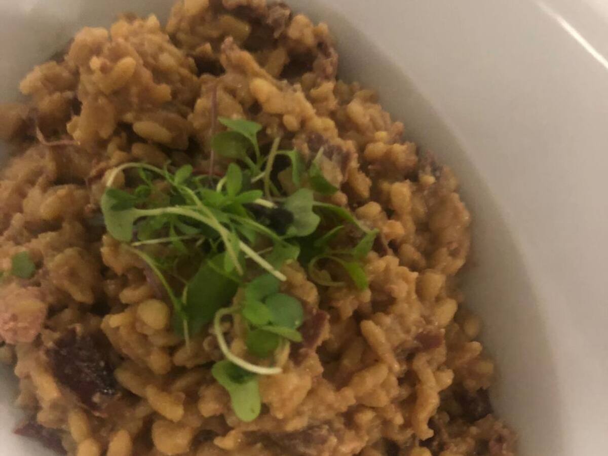 Risotto de foie y cecina de vaca
