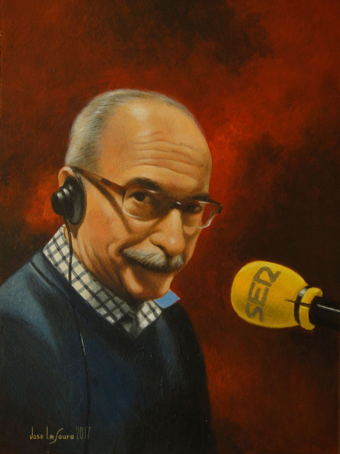 Retrato de Alfredo Matesanz por López Saura con el que le ha despedido en sus redes sociales el pintor segoviano