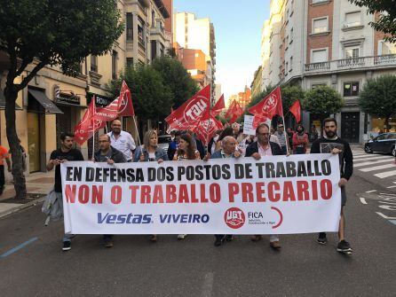 Trabajadores de la planta de Vestas en Viveiro (Lugo) acudieron a arropar a sus compañeros leoneses